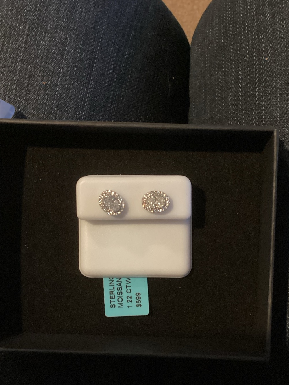 Sterling Silver Oval Halo Stud Earrings with Moissanite
